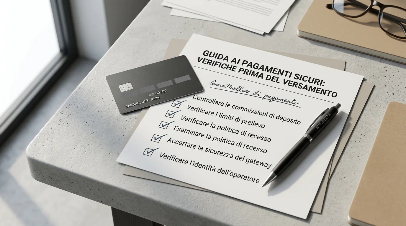 Lista di controllo su depositi e prelievi accanto a una carta di pagamento senza dati visibili
